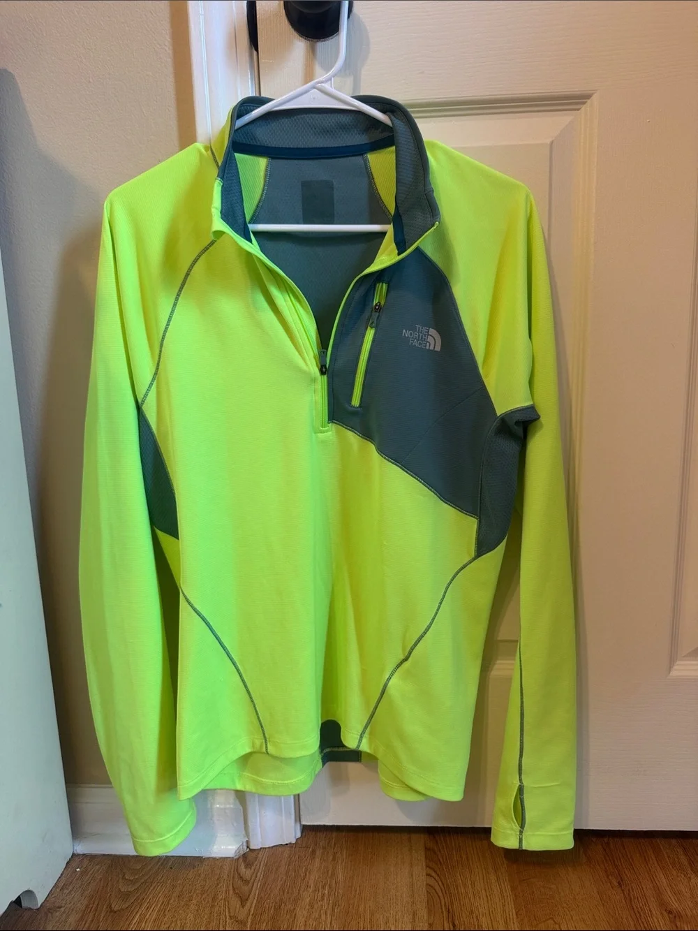 The North Face Neon Lime Green & Gray Half-Zip Pullover